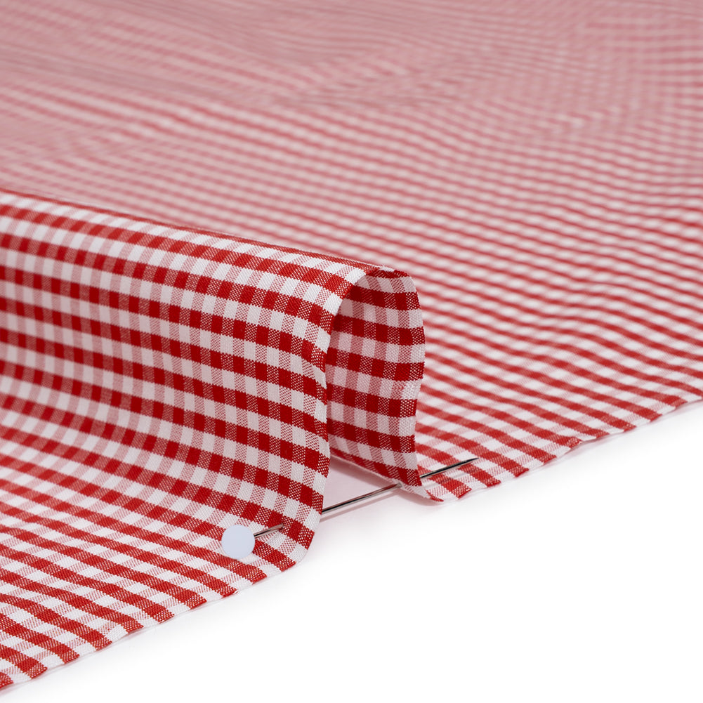 Cotton Gingham Shirting - Red and White Little Checks - Deadstock - Detail Cotton Gingham Shirting - Red and White Little Checks - Deadstock - Detail