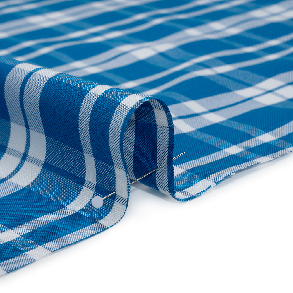 Cotton Oxford Shirting - Bright Blue and White Plaid - Deadstock Detail Cotton Oxford Shirting - Bright Blue and White Plaid - Deadstock Detail