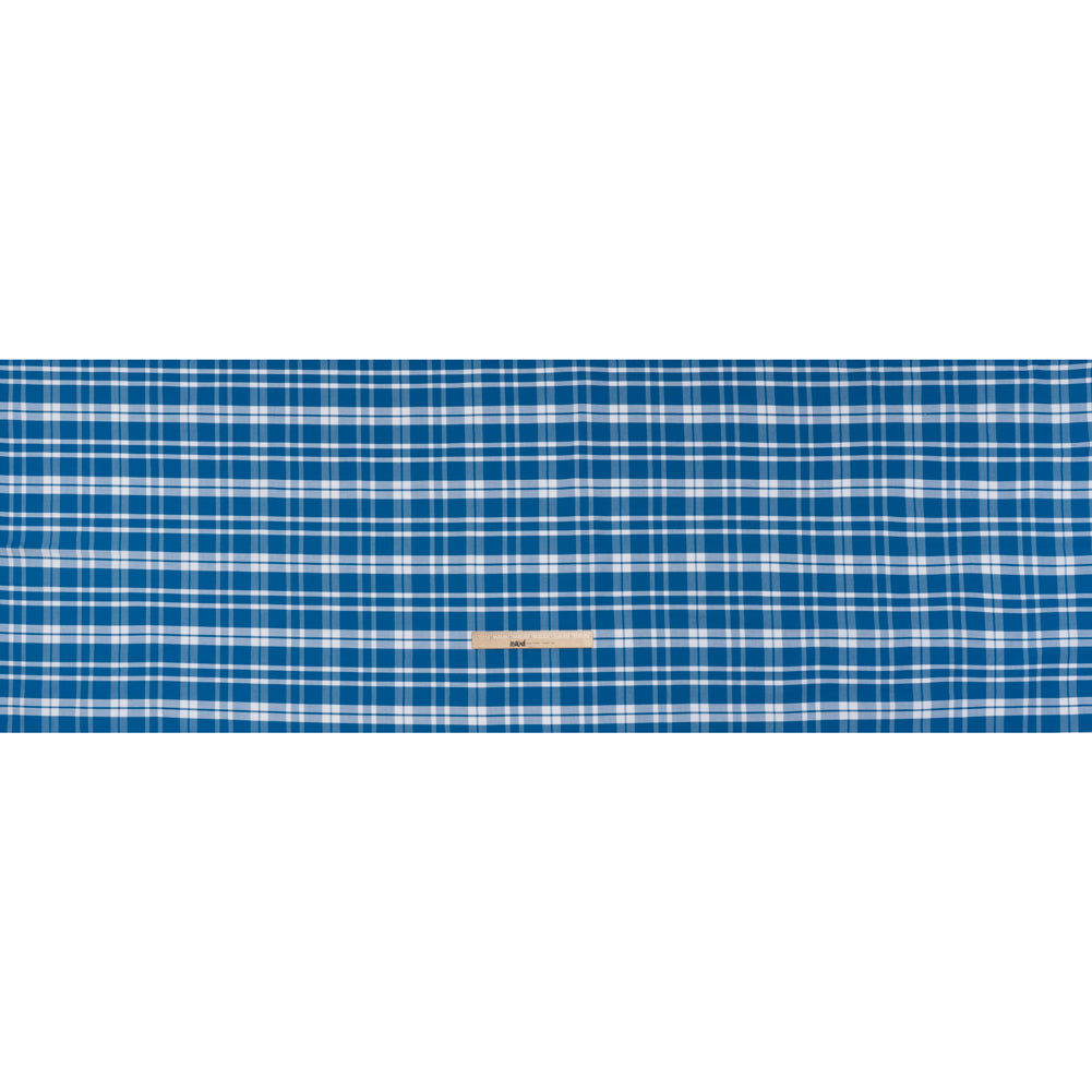 Cotton Oxford Shirting - Bright Blue and White Plaid - Deadstock Full Cotton Oxford Shirting - Bright Blue and White Plaid - Deadstock Full
