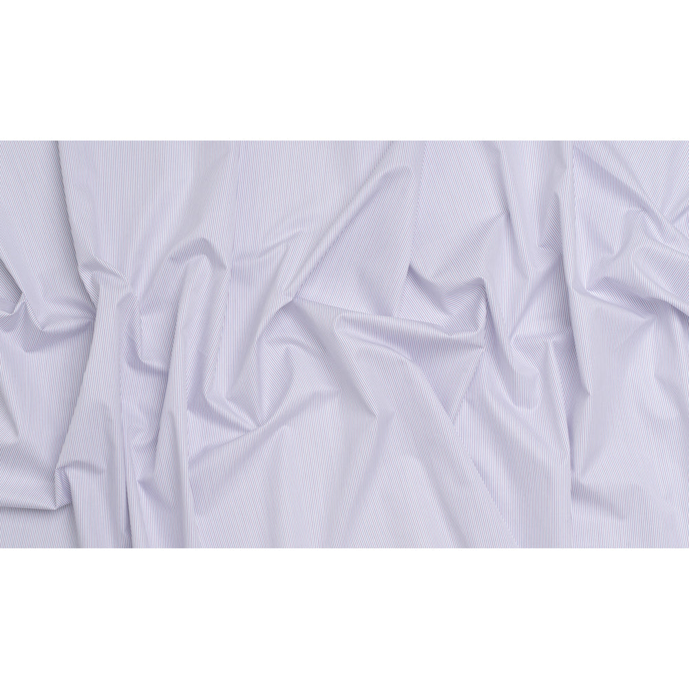 Cotton Twill Shirting - White, Blue and Purple Pinstripes - Deadstock - Full Cotton Twill Shirting - White, Blue and Purple Pinstripes - Deadstock - Full