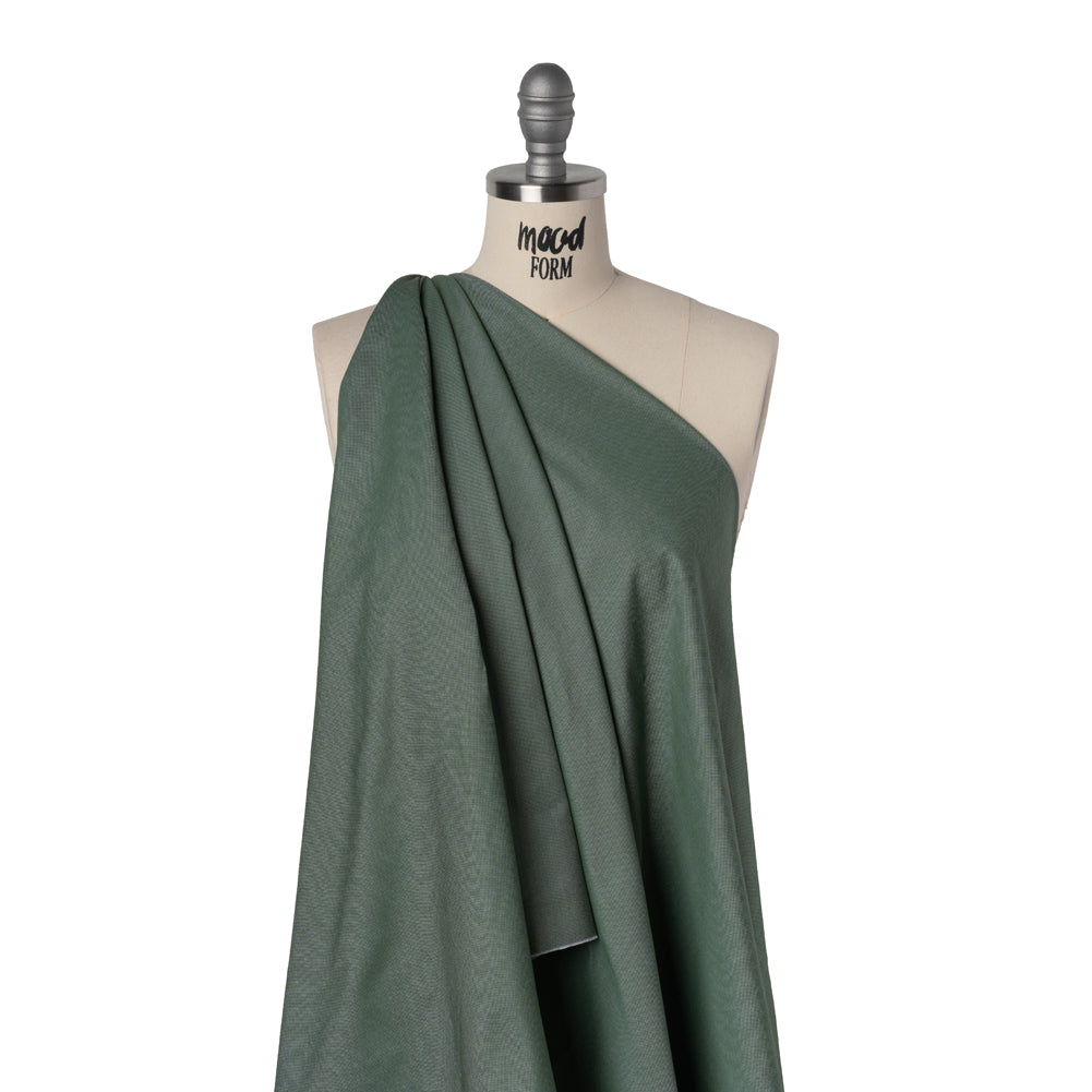 Cotton Oxford Shirting - Evergreen and White - Deadstock - Drape Cotton Oxford Shirting - Evergreen and White - Deadstock - Drape
