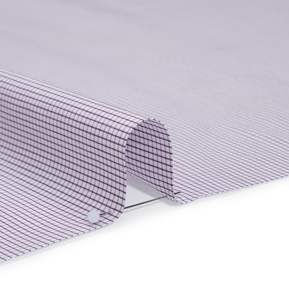 Cotton Shirting - Fuchsia Purple and White Checks - Deadstock - Detail Cotton Shirting - Fuchsia Purple and White Checks - Deadstock - Detail