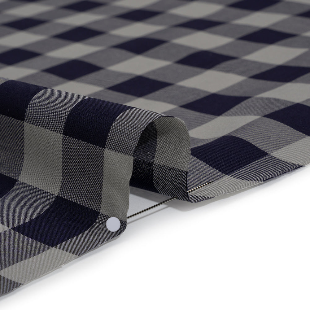 Cotton Shirting - Gray and Dark Navy Big Checks - Deadstock - Detail Cotton Shirting - Gray and Dark Navy Big Checks - Deadstock - Detail