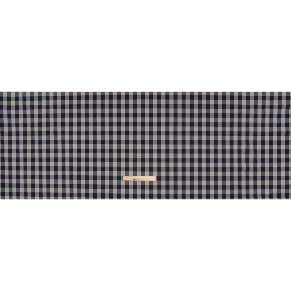 Cotton Shirting - Gray and Dark Navy Big Checks - Deadstock - Full Cotton Shirting - Gray and Dark Navy Big Checks - Deadstock - Full