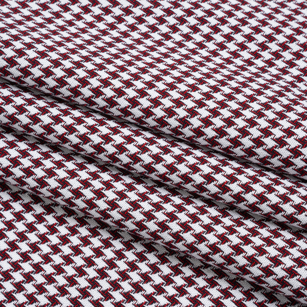 Cotton Twill - Red, Navy and White Houndstooth - Deadstock - Folded Cotton Twill - Red, Navy and White Houndstooth - Deadstock - Folded