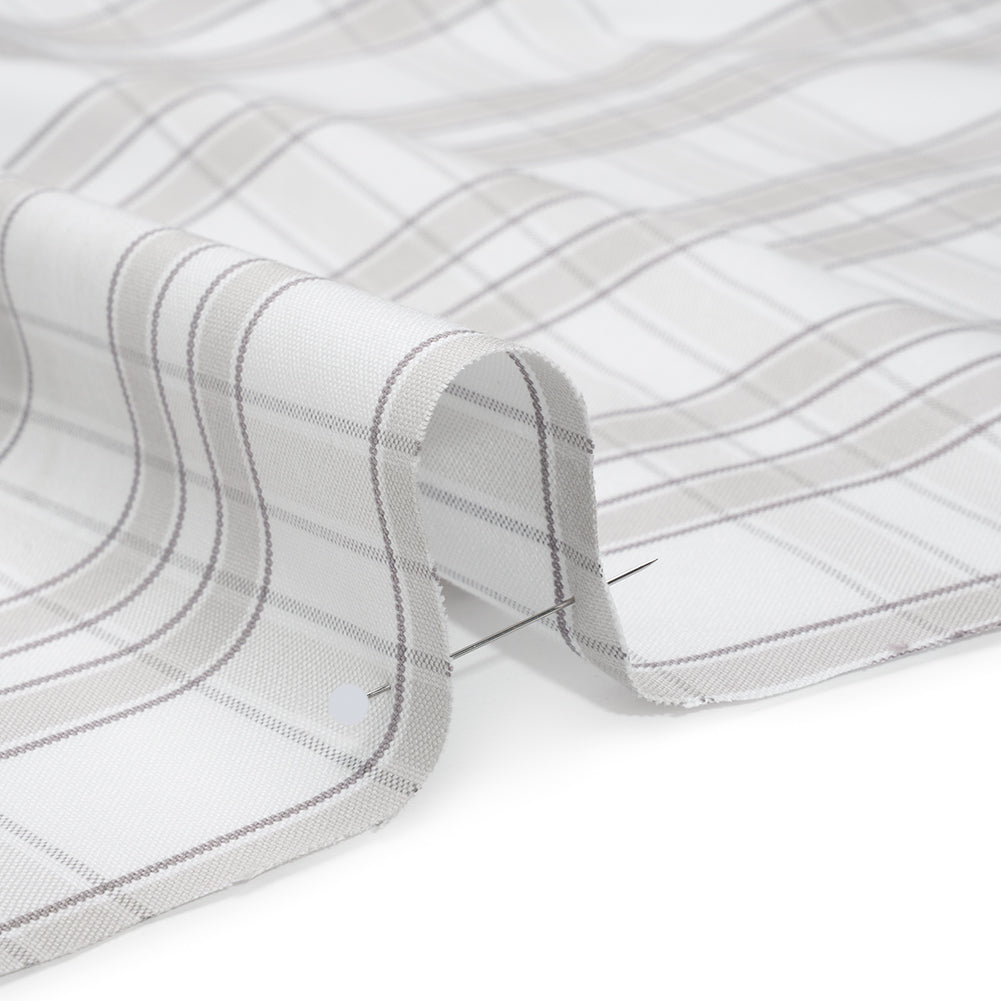 Cotton Oxford Shirting - Gray and White Plaid Check - Deadstock - Detail Cotton Oxford Shirting - Gray and White Plaid Check - Deadstock - Detail
