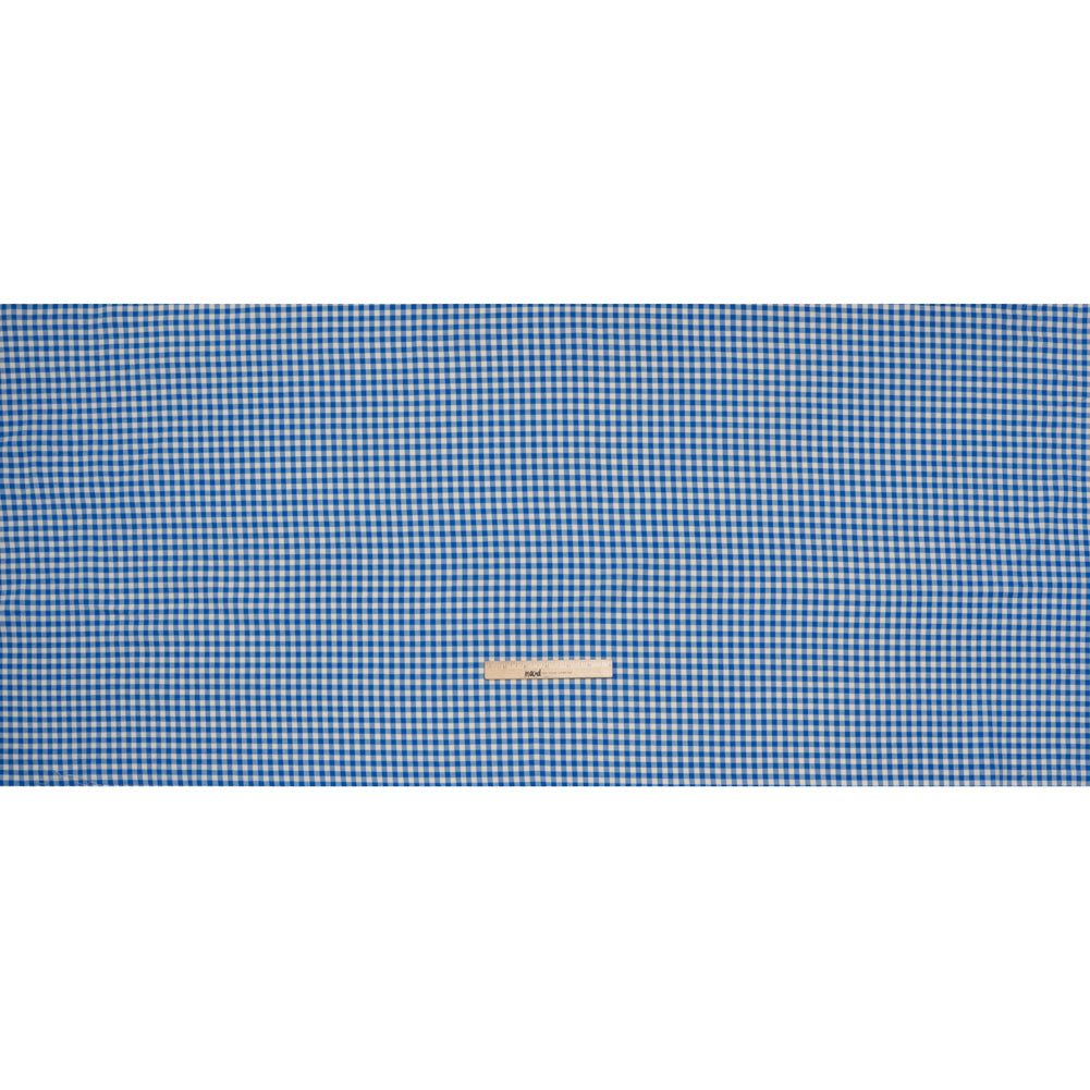 Cotton Twill Flannel - Cerulean Blue and Cream Gingham Check - Designer Deadstock - Full Cotton Twill Flannel - Cerulean Blue and Cream Gingham Check - Designer Deadstock - Full