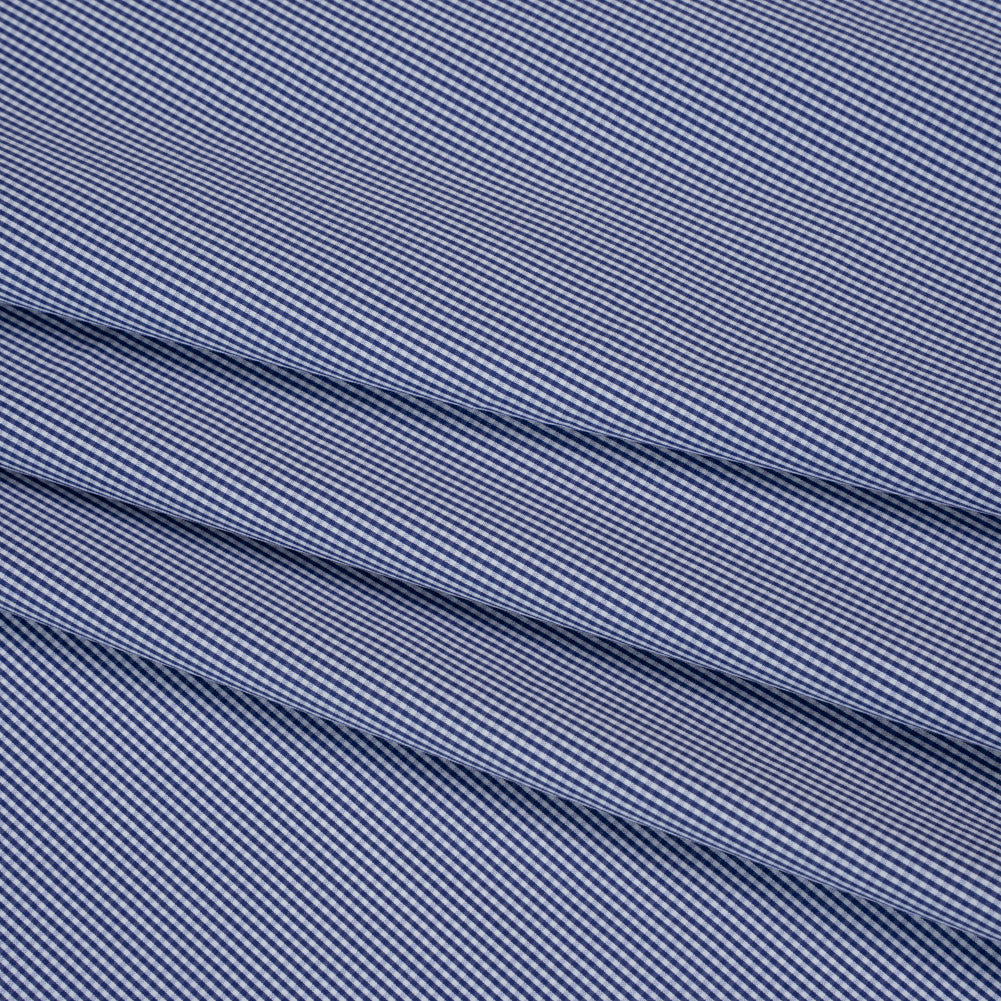 Cotton Shirting - Blue and White Tiny Gingham Check - Deadstock - Folded Cotton Shirting - Blue and White Tiny Gingham Check - Deadstock - Folded