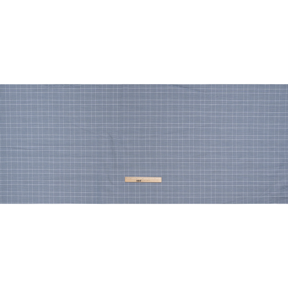 Cotton Oxford Shirting - Blue and White Glen Plaid - Deadstock Full Cotton Oxford Shirting - Blue and White Glen Plaid - Deadstock Full