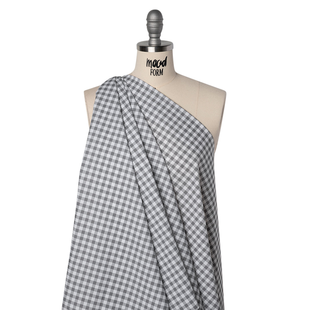Cotton Shirting - White and Gray Faux Twill Check - Deadstock - Drape Cotton Shirting - White and Gray Faux Twill Check - Deadstock - Drape