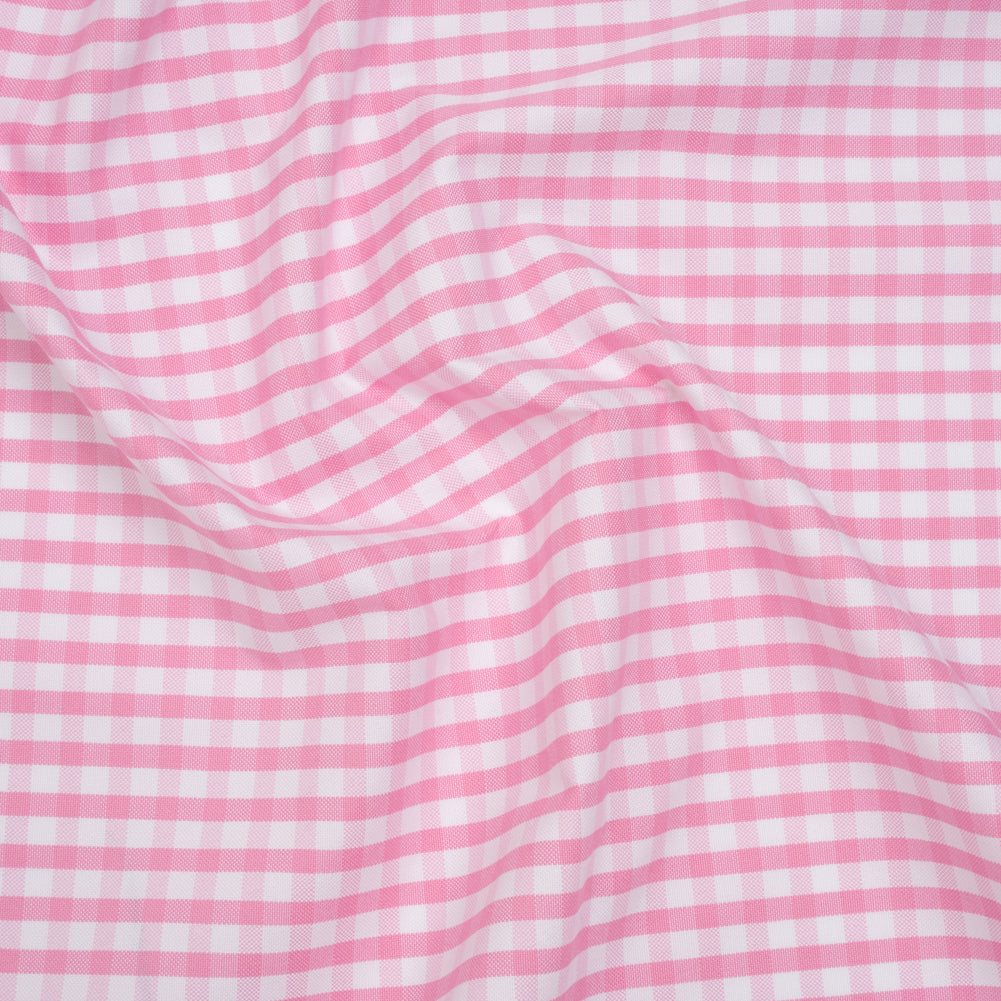 Cotton Oxford Shirting - Light Pink and White Gingham Checks - Deadstock Cotton Oxford Shirting - Light Pink and White Gingham Checks - Deadstock