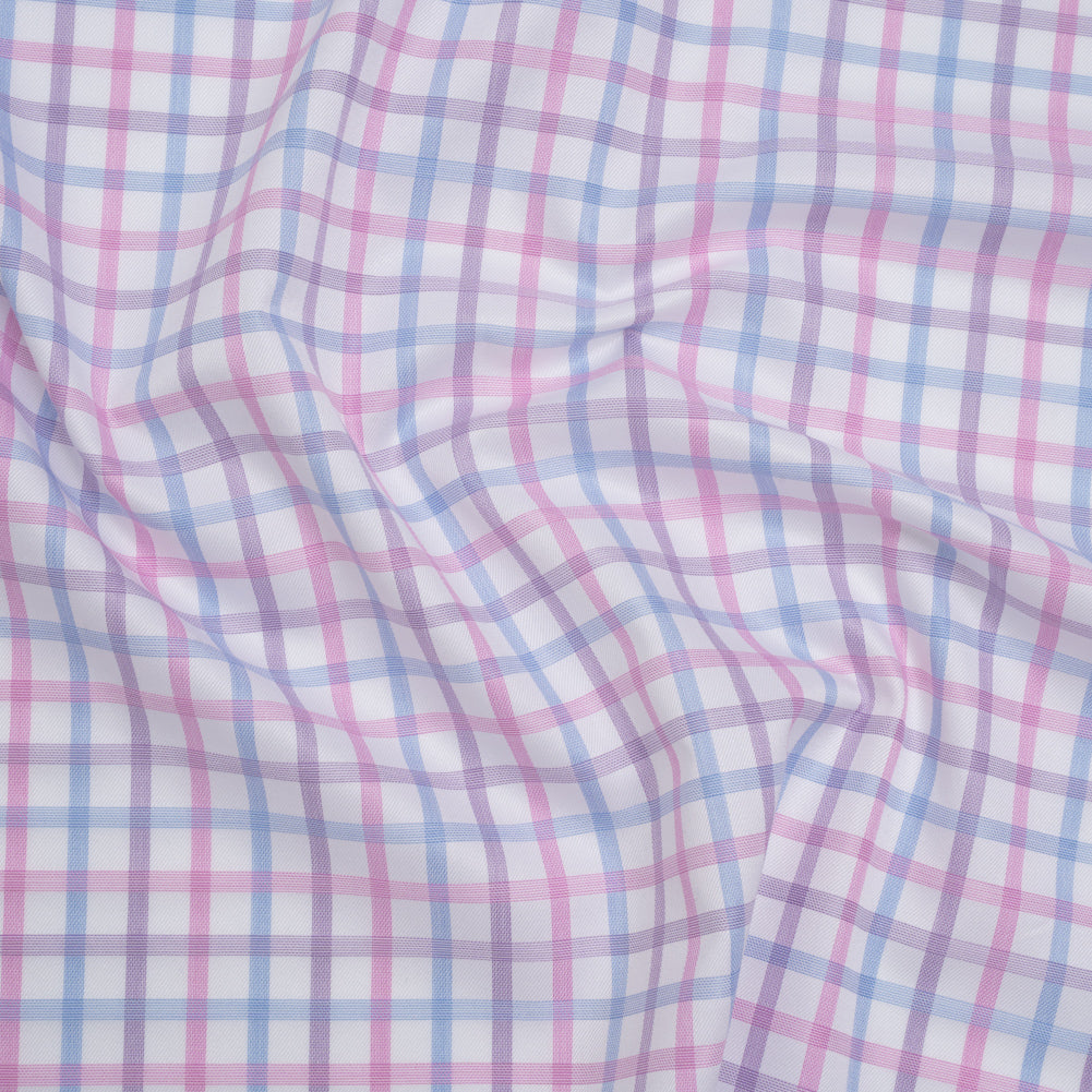 Cotton Twill Shirting - Baby Pink, Lavender and Light Blue Checks - Deadstock Cotton Twill Shirting - Baby Pink, Lavender and Light Blue Checks - Deadstock