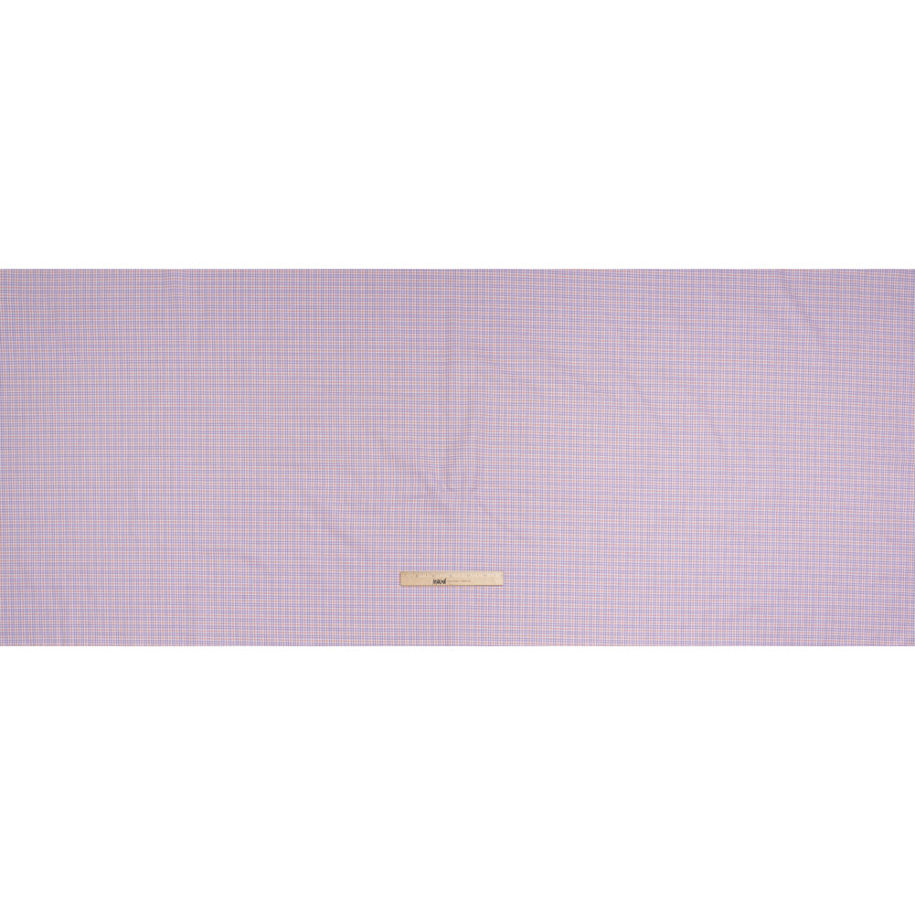 Cotton Twill Shirting - Light Purple, Peachy Orange and White Checks - Designer Deadstock - Full Cotton Twill Shirting - Light Purple, Peachy Orange and White Checks - Designer Deadstock - Full