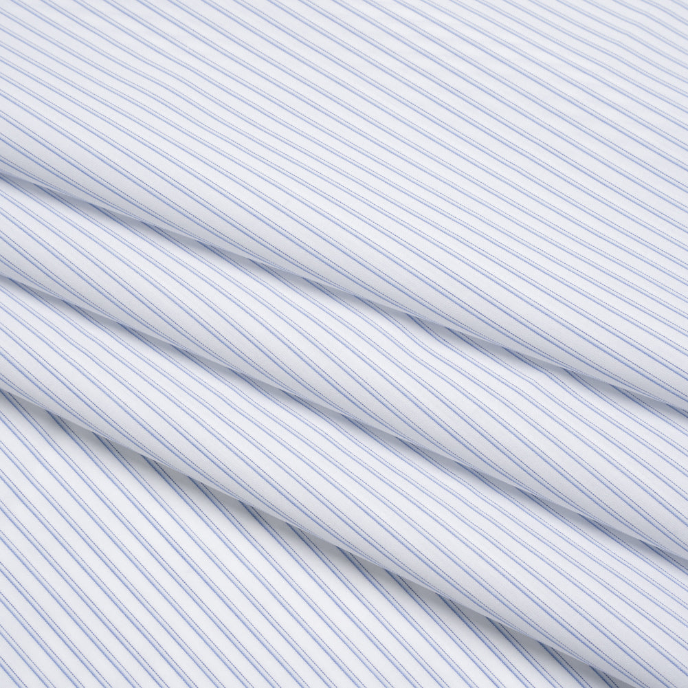 Cotton Shirting - Blue and White Shaded Stripes - Designer Deadstock - Folded Cotton Shirting - Blue and White Shaded Stripes - Designer Deadstock - Folded