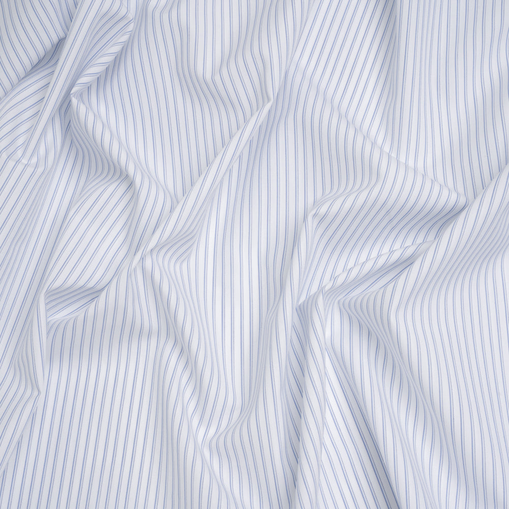 Cotton Shirting - Blue and White Shaded Stripes - Designer Deadstock Cotton Shirting - Blue and White Shaded Stripes - Designer Deadstock
