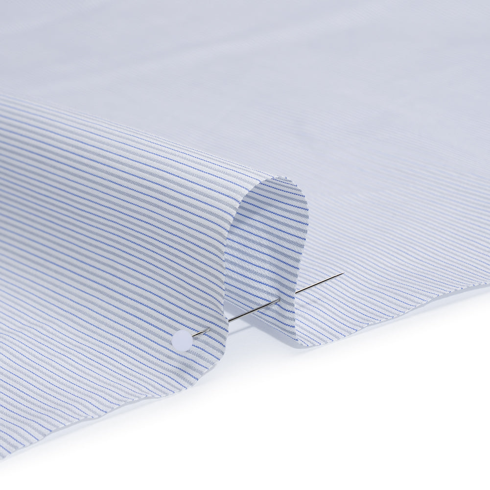 Cotton Dobby Shirting - White, Gray and Blue Rope Stripes - Deadstock Detail Cotton Dobby Shirting - White, Gray and Blue Rope Stripes - Deadstock Detail