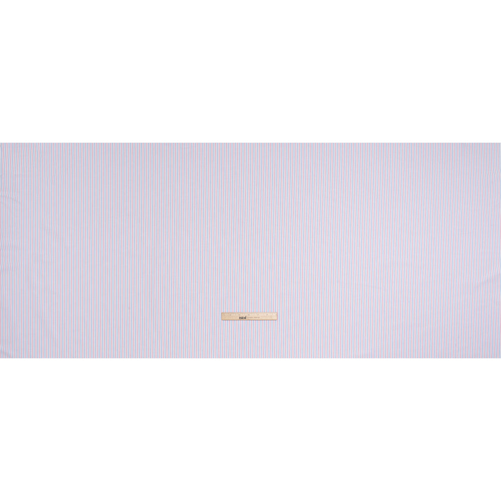 Cotton Oxford Shirting - Pale Blue, Baby Pink and White Candy Stripes - Deadstock - Full Cotton Oxford Shirting - Pale Blue, Baby Pink and White Candy Stripes - Deadstock - Full