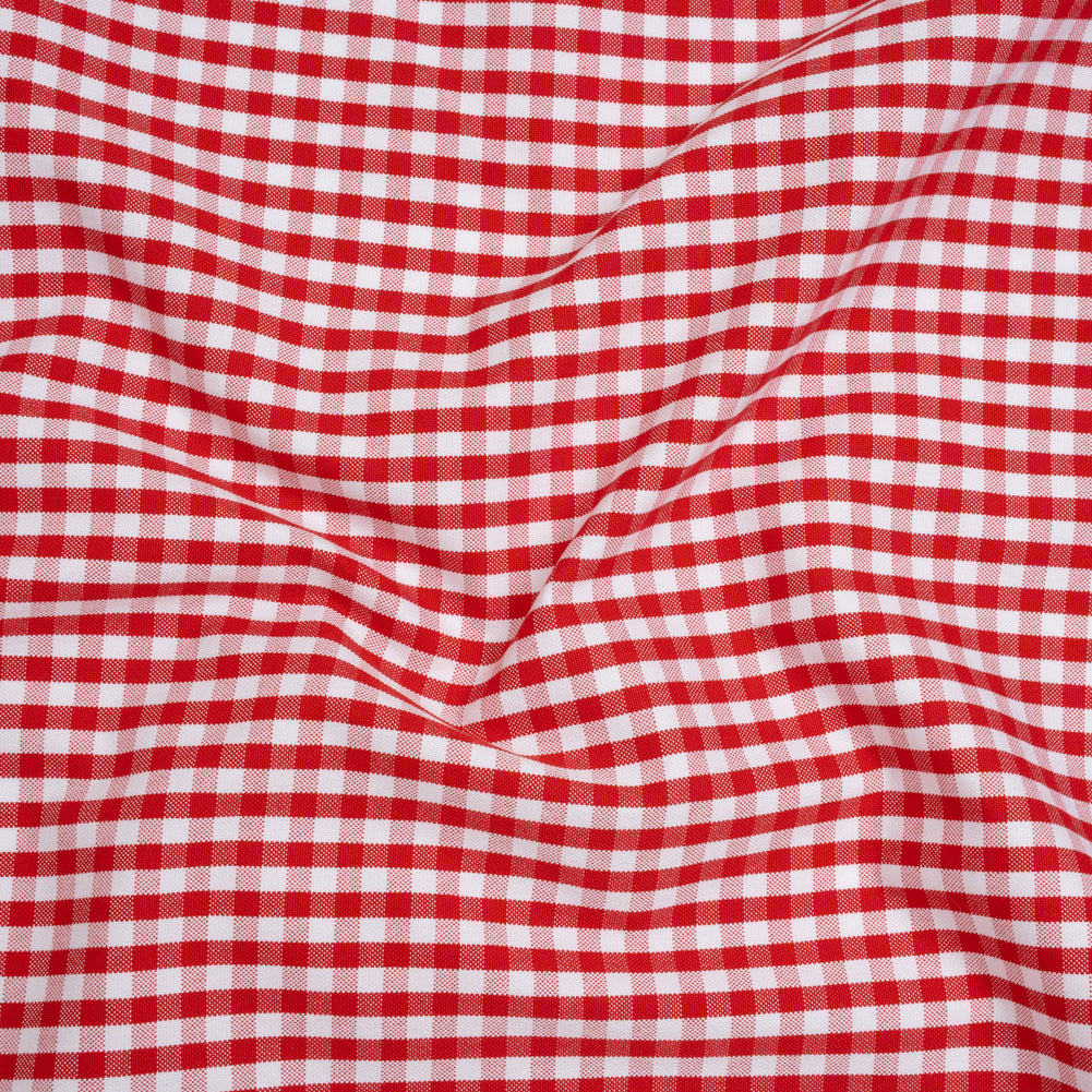 Cotton Oxford Shirting - Red and White Gingham Checks - Deadstock Cotton Oxford Shirting - Red and White Gingham Checks - Deadstock