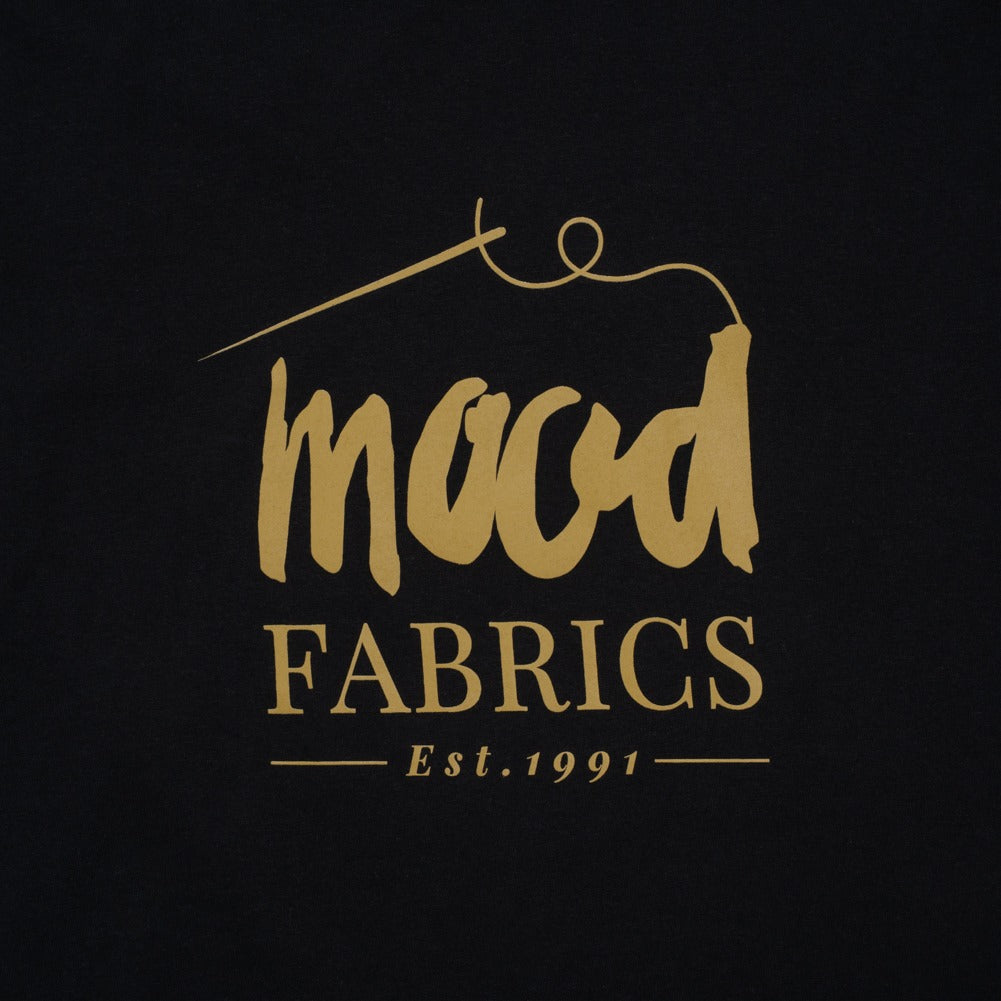 Mood T-Shirt - Unisex Crew Neck - Black and Gold Mood Fabrics Logo - Folded Mood T-Shirt - Unisex Crew Neck - Black and Gold Mood Fabrics Logo - Folded