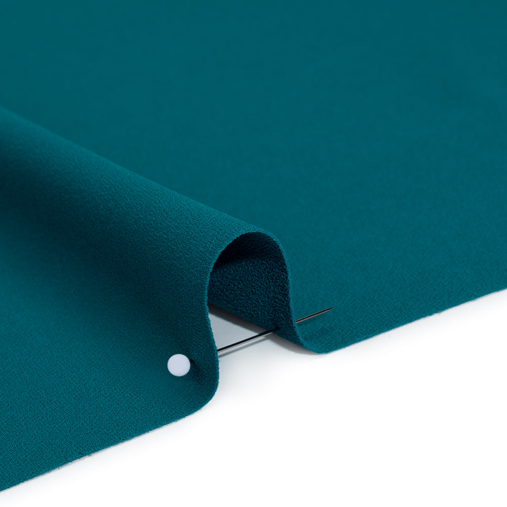 Satin Faced Polyester Crepe by Trina Turk - Alexandrite Teal - Designer Deadstock Detail Satin Faced Polyester Crepe by Trina Turk - Alexandrite Teal - Designer Deadstock Detail