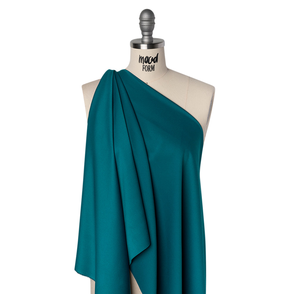 Satin Faced Polyester Crepe by Trina Turk - Alexandrite Teal - Designer Deadstock Drape Satin Faced Polyester Crepe by Trina Turk - Alexandrite Teal - Designer Deadstock Drape