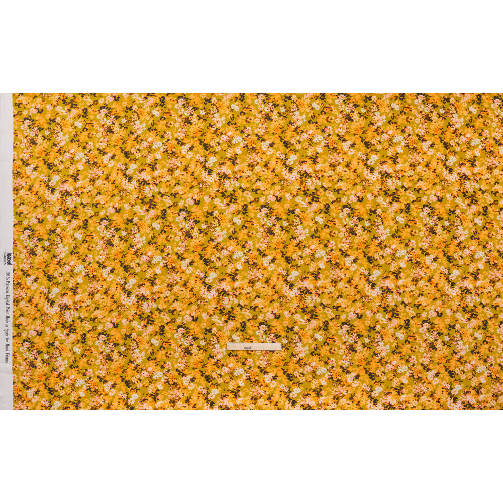Polyester Satin - Chartreuse, Pale Orange and White Floral - Mood Exclusive Petal Confetti Print - Full Polyester Satin - Chartreuse, Pale Orange and White Floral - Mood Exclusive Petal Confetti Print - Full