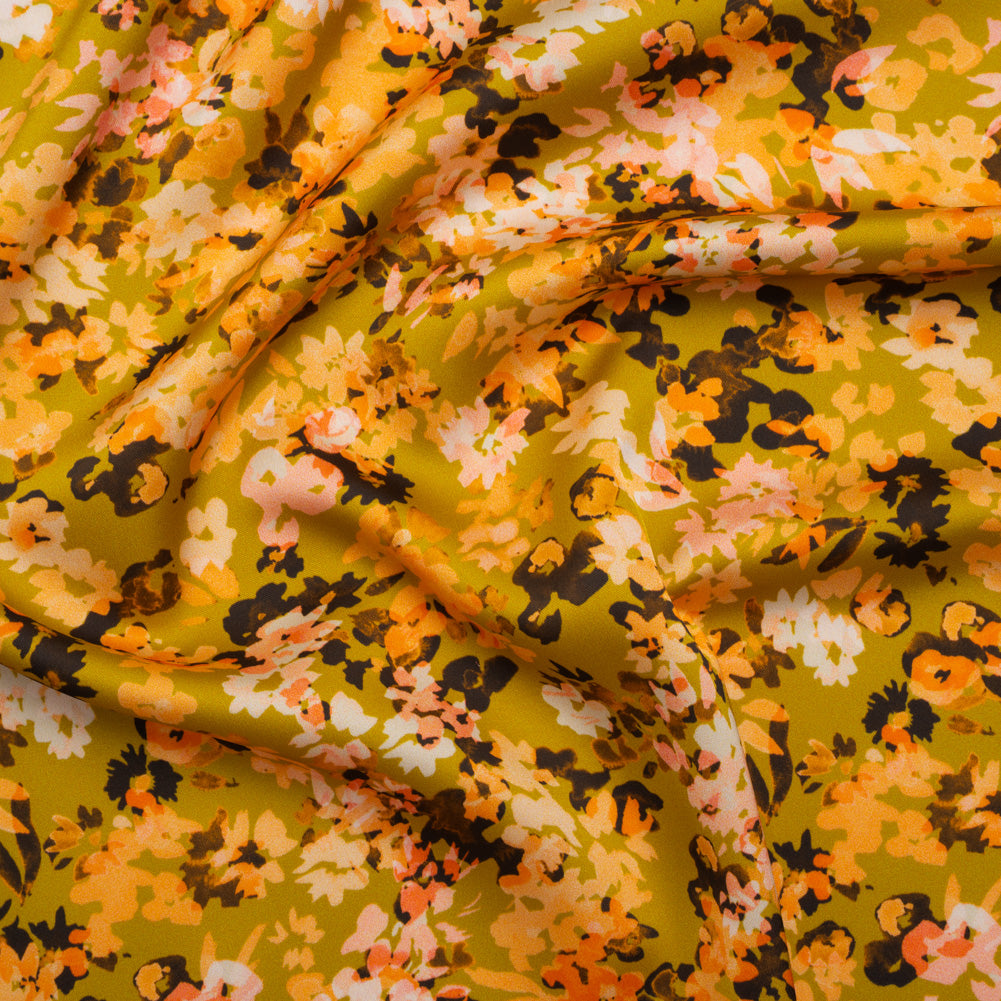 Polyester Satin - Chartreuse, Pale Orange and White Floral - Mood Exclusive Petal Confetti Print Polyester Satin - Chartreuse, Pale Orange and White Floral - Mood Exclusive Petal Confetti Print
