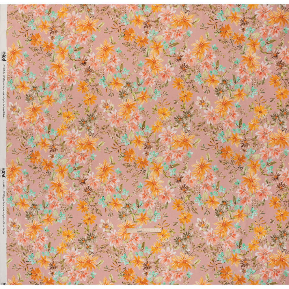Linen and Rayon Woven - Dusty Pink, Orange and Olive Green Floral - Mood Exclusive First Blush Print - Full Linen and Rayon Woven - Dusty Pink, Orange and Olive Green Floral - Mood Exclusive First Blush Print - Full