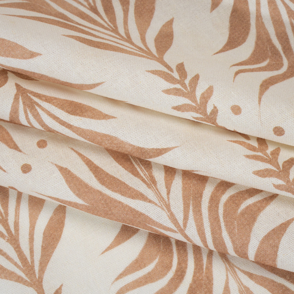 Linen and Rayon Woven - Beige and Cream Palm Leave Lines - Mood Exclusive Palm Parade Print - Folded Linen and Rayon Woven - Beige and Cream Palm Leave Lines - Mood Exclusive Palm Parade Print - Folded