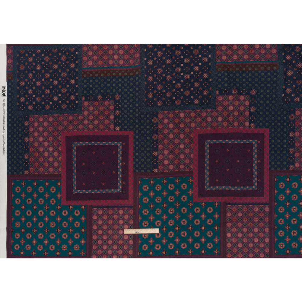 Linen and Rayon Woven - Teal, Navy and Plum Medallion Patchwork - Mood Exclusive Sultan’s Splendor Print - Full Linen and Rayon Woven - Teal, Navy and Plum Medallion Patchwork - Mood Exclusive Sultan’s Splendor Print - Full