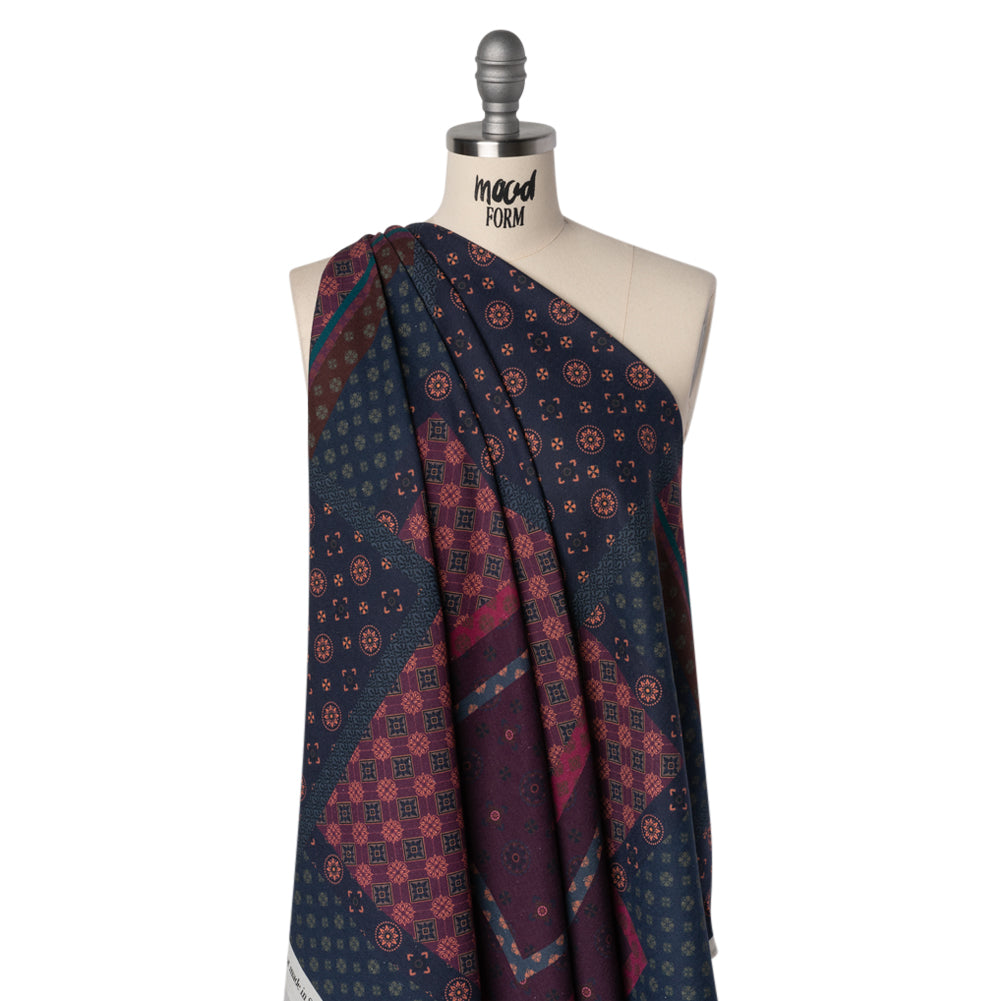 Linen and Rayon Woven - Teal, Navy and Plum Medallion Patchwork - Mood Exclusive Sultan’s Splendor Print - Drape Linen and Rayon Woven - Teal, Navy and Plum Medallion Patchwork - Mood Exclusive Sultan’s Splendor Print - Drape