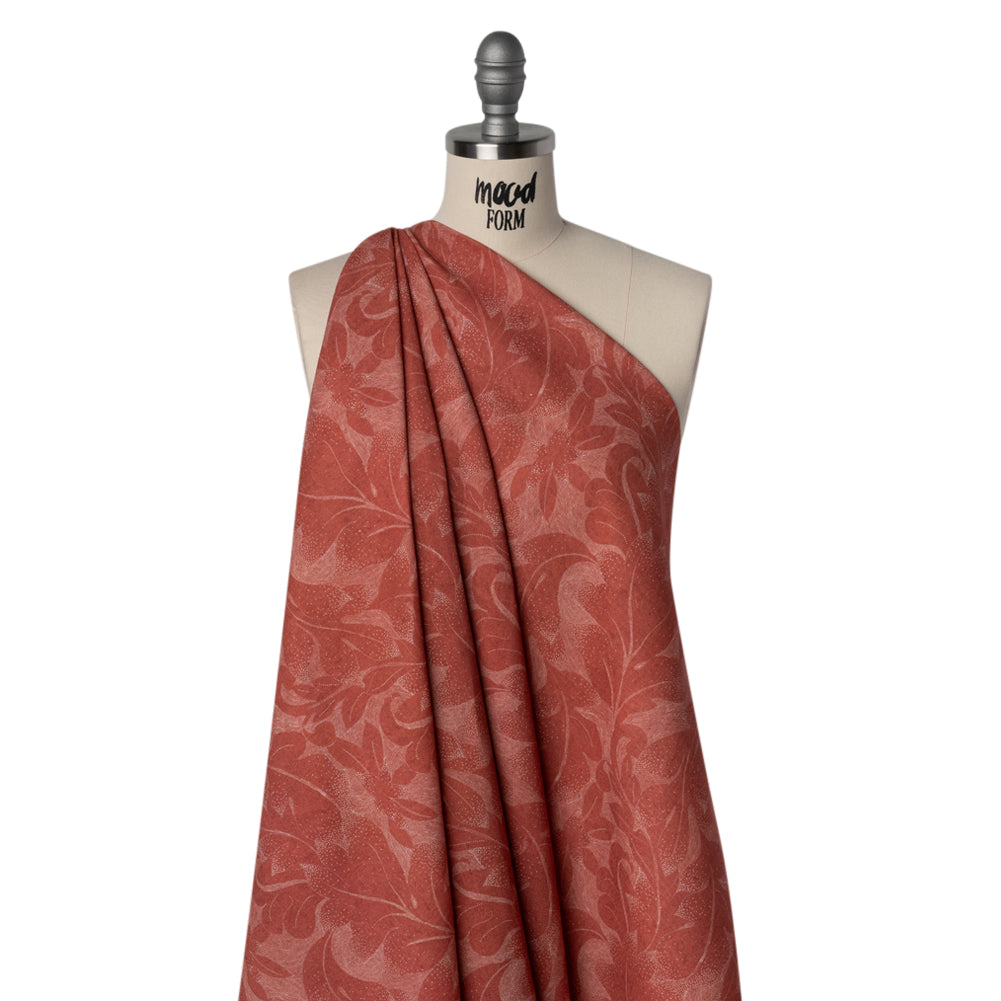 Linen and Rayon Woven - Soft Red and White Fanciful Leaves - Mood Exclusive Maple Moondust Print - Drape Linen and Rayon Woven - Soft Red and White Fanciful Leaves - Mood Exclusive Maple Moondust Print - Drape
