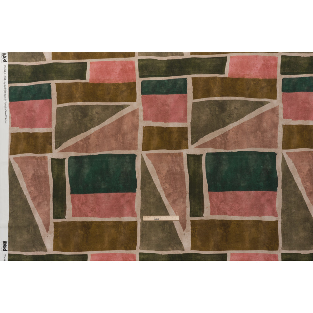 Linen and Rayon Woven - Dark Green, Muted Pink and Beige Painted Shapes - Mood Exclusive Euclid’s Canvas Print - Full Linen and Rayon Woven - Dark Green, Muted Pink and Beige Painted Shapes - Mood Exclusive Euclid’s Canvas Print - Full