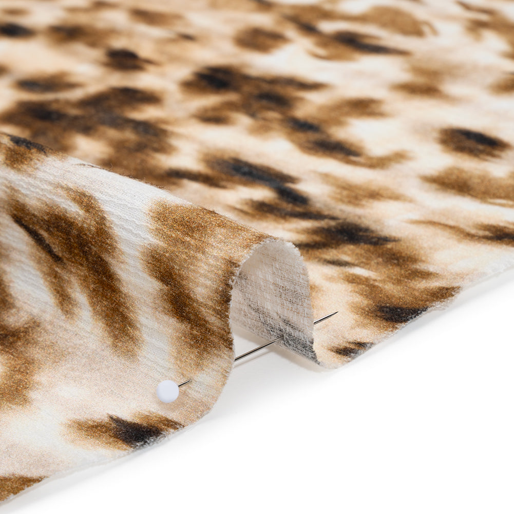 Slubbed Gauzy Cotton Woven - Cream, Brown and Black Abstracted Animal Spots - Mood Exclusive Safari Samba Print - Detail Slubbed Gauzy Cotton Woven - Cream, Brown and Black Abstracted Animal Spots - Mood Exclusive Safari Samba Print - Detail