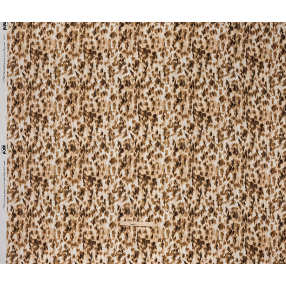 Slubbed Gauzy Cotton Woven - Cream, Brown and Black Abstracted Animal Spots - Mood Exclusive Safari Samba Print - Full Slubbed Gauzy Cotton Woven - Cream, Brown and Black Abstracted Animal Spots - Mood Exclusive Safari Samba Print - Full