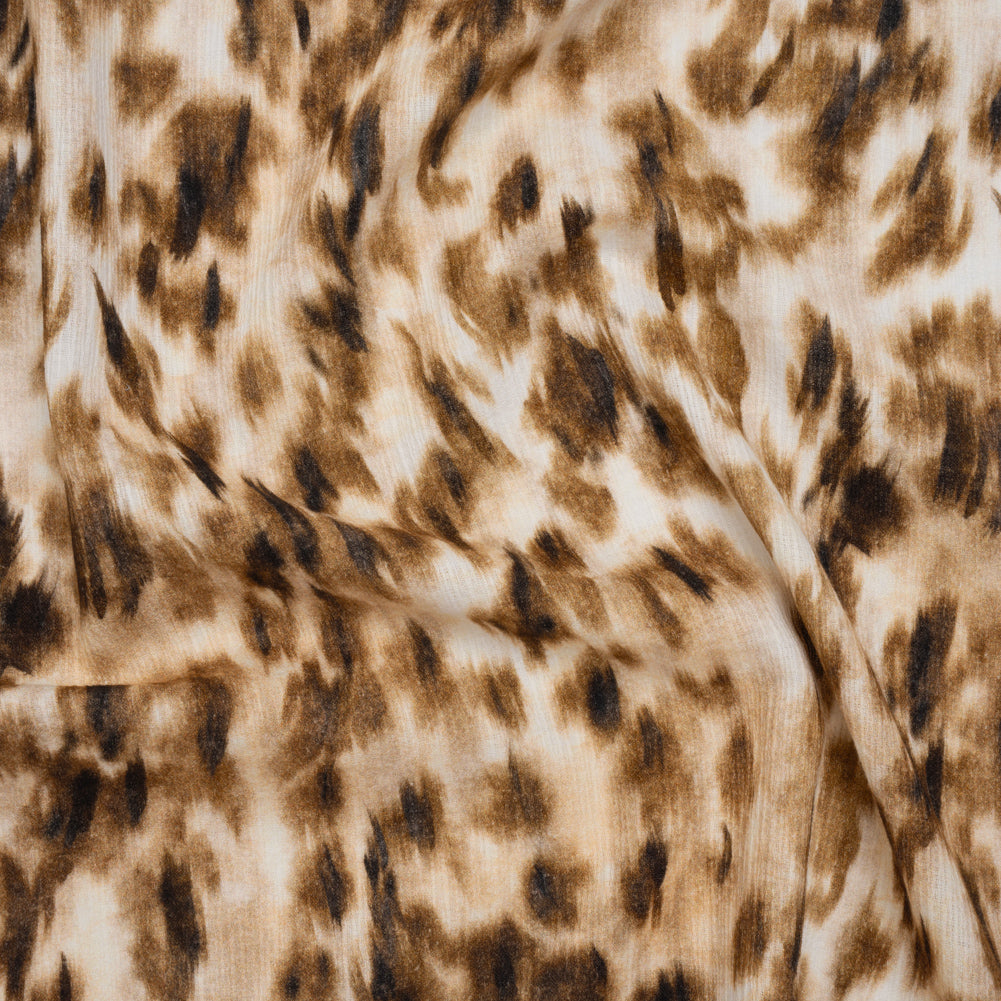 Slubbed Gauzy Cotton Woven - Cream, Brown and Black Abstracted Animal Spots - Mood Exclusive Safari Samba Print Slubbed Gauzy Cotton Woven - Cream, Brown and Black Abstracted Animal Spots - Mood Exclusive Safari Samba Print