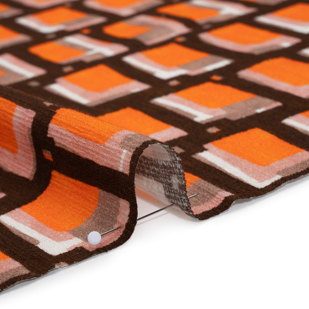 Slubbed Gauzy Cotton Woven - Orange, Brown and Pink Geometric Blocks - Mood Exclusive Cubist Canvas Print - Detail Slubbed Gauzy Cotton Woven - Orange, Brown and Pink Geometric Blocks - Mood Exclusive Cubist Canvas Print - Detail