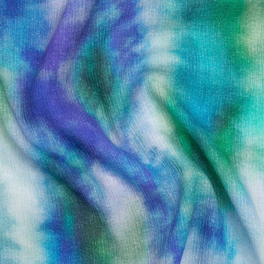 Slubbed Gauzy Cotton Woven - Ultramarine Blue, Green and Teal Soft Tie Dye - Mood Exclusive Soft Sighs Print Slubbed Gauzy Cotton Woven - Ultramarine Blue, Green and Teal Soft Tie Dye - Mood Exclusive Soft Sighs Print