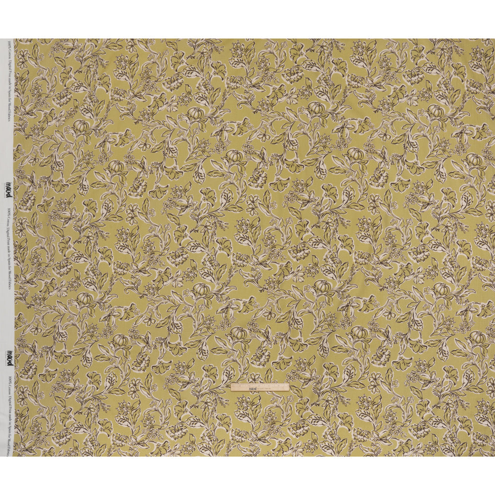 Slubbed Gauzy Cotton Woven - Pistachio Green, Cream and Dark Brown Floral - Mood Exclusive Cottage Crawl Print - Full Slubbed Gauzy Cotton Woven - Pistachio Green, Cream and Dark Brown Floral - Mood Exclusive Cottage Crawl Print - Full
