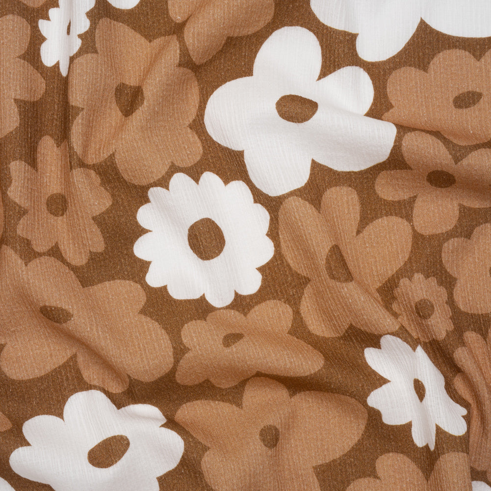 Slubbed Gauzy Cotton Woven - Brown, Tan and White Retro Florals - Mood Exclusive Boogie & Bloom Print Slubbed Gauzy Cotton Woven - Brown, Tan and White Retro Florals - Mood Exclusive Boogie & Bloom Print