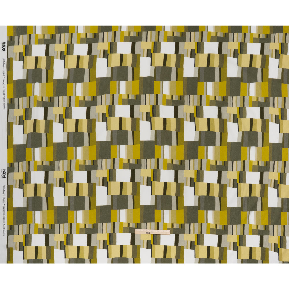 Slubbed Gauzy Cotton Woven - Golden Olive, Light Yellow and Dark Olive Green Blocks - Mood Exclusive Geode Geometry Print - Full Slubbed Gauzy Cotton Woven - Golden Olive, Light Yellow and Dark Olive Green Blocks - Mood Exclusive Geode Geometry Print - Full
