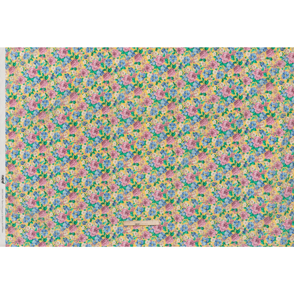 Crinkled Cotton Gauzy Woven - Yellow, Pink and Blue Florals - Mood Exclusive Secret Garden Print - Full Crinkled Cotton Gauzy Woven - Yellow, Pink and Blue Florals - Mood Exclusive Secret Garden Print - Full