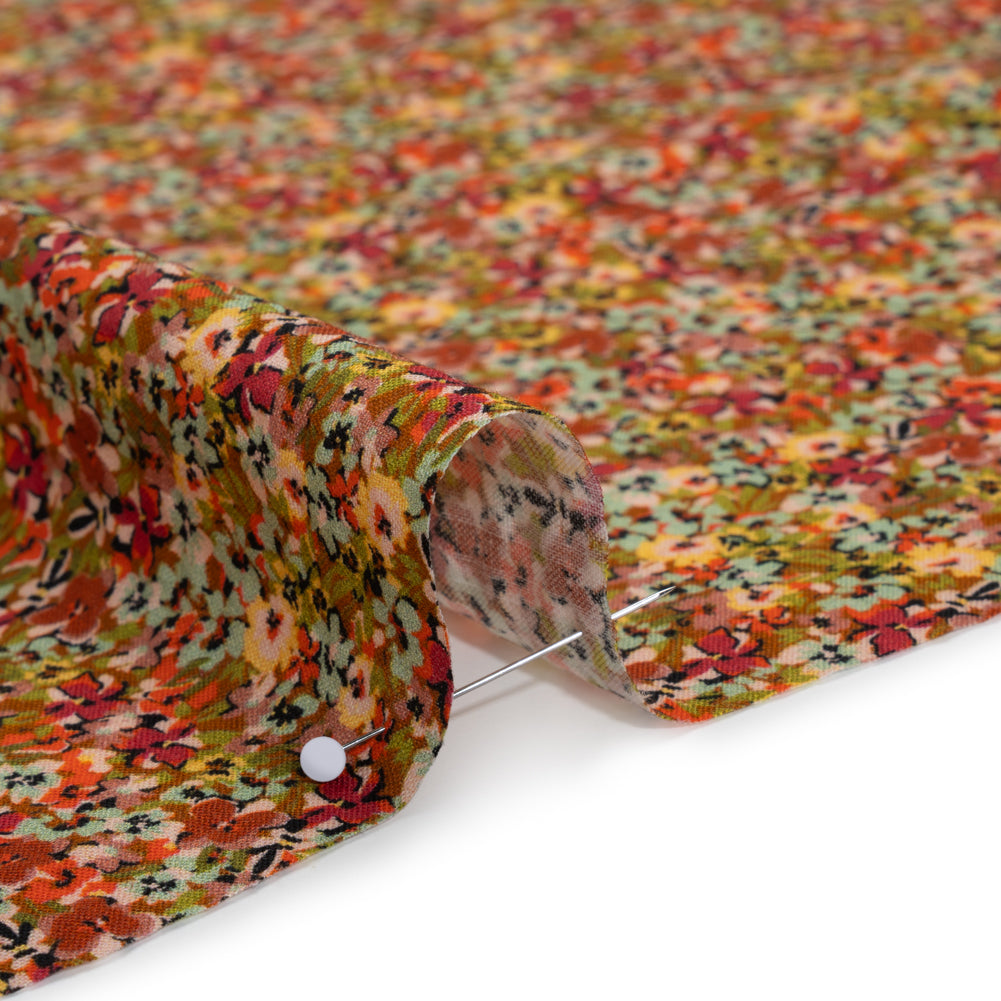 Cotton and Viscose Striped Seersucker - Brown, Sky Blue and Berry Red Little Florals - Mood Exclusive Blossom Breeze Print - Detail Cotton and Viscose Striped Seersucker - Brown, Sky Blue and Berry Red Little Florals - Mood Exclusive Blossom Breeze Print - Detail