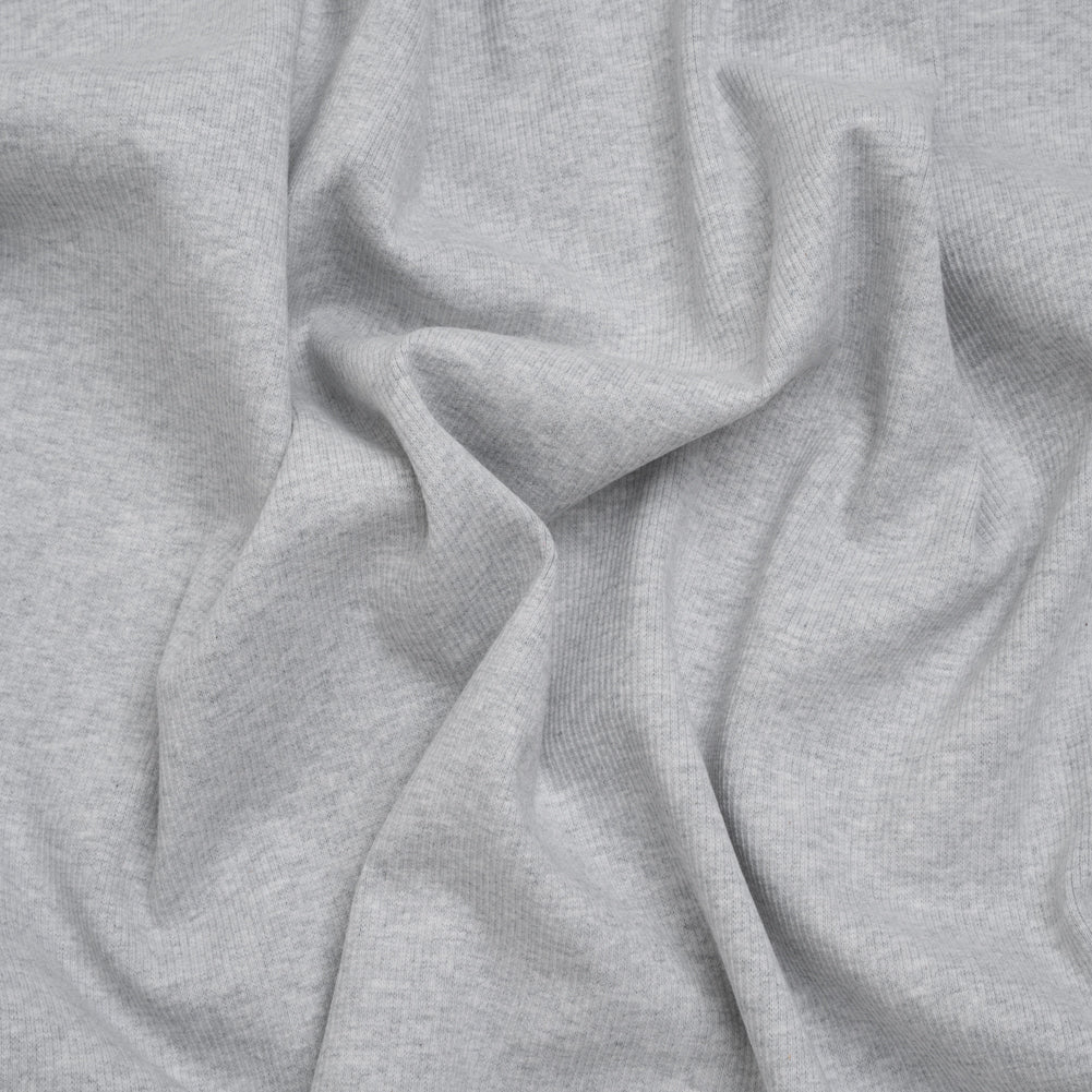 Stretch Cotton 2x2 Rib Knit - Light Heathered Gray - Deadstock Stretch Cotton 2x2 Rib Knit - Light Heathered Gray - Deadstock