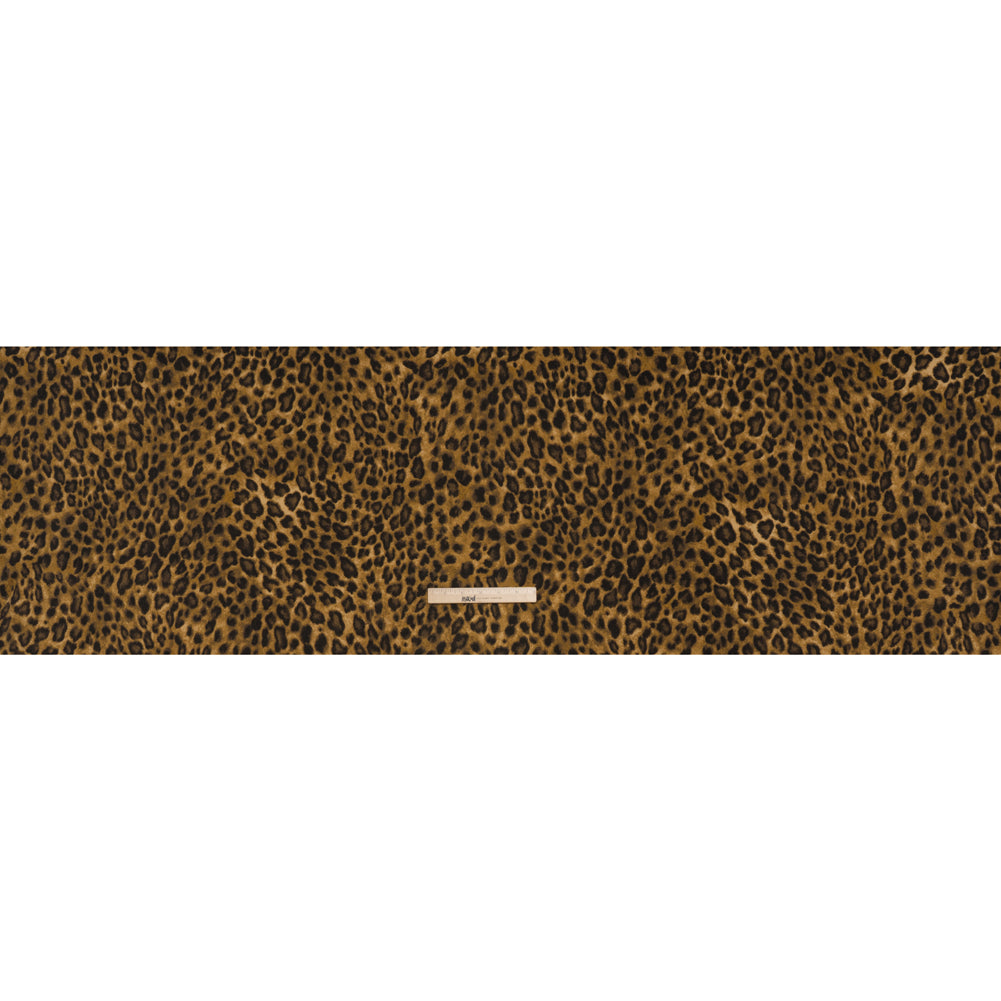 Cotton and Polyester Jersey Print - Dark Tan, Brown and Black Leopard Spots - Deadstock - Full Cotton and Polyester Jersey Print - Dark Tan, Brown and Black Leopard Spots - Deadstock - Full