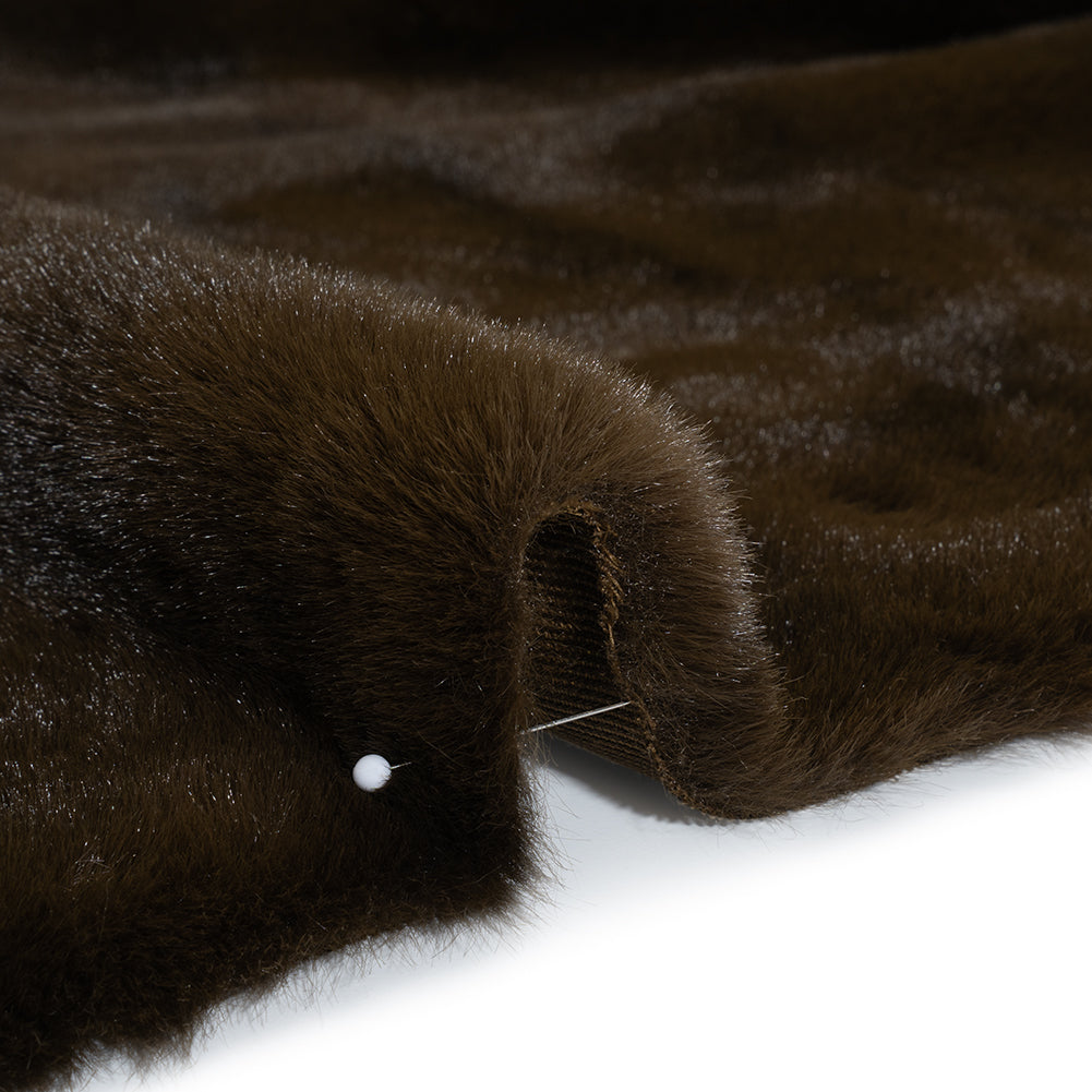 Plush Medium Pile Recycled Polyester Faux Fur - Chocolate Brown Detail Plush Medium Pile Recycled Polyester Faux Fur - Chocolate Brown Detail