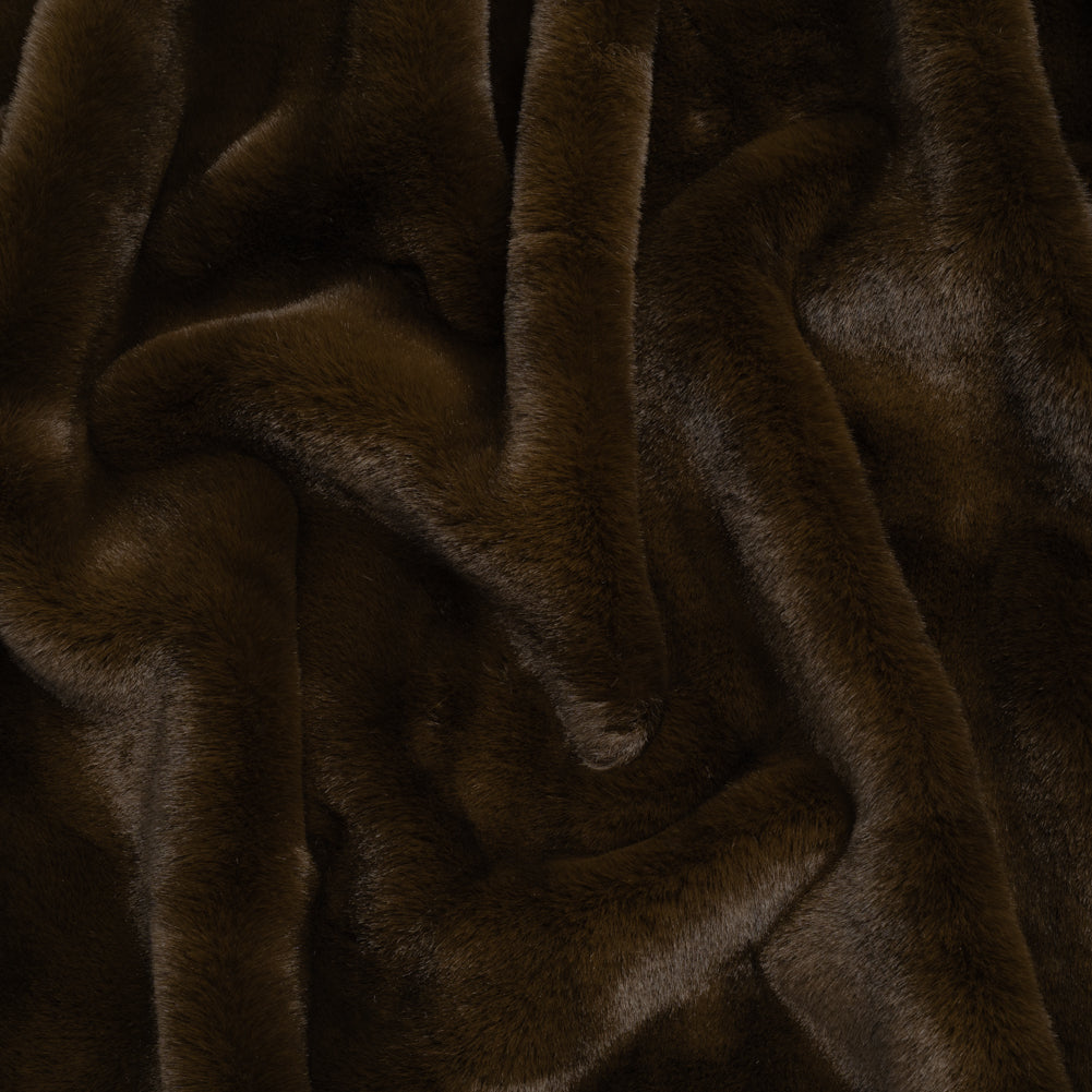 Plush Medium Pile Recycled Polyester Faux Fur - Chocolate Brown Plush Medium Pile Recycled Polyester Faux Fur - Chocolate Brown