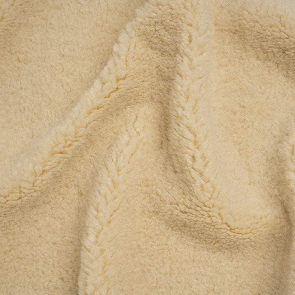 Recycled Polyester Faux Sherling Fur - Ecru Recycled Polyester Faux Sherling Fur - Ecru
