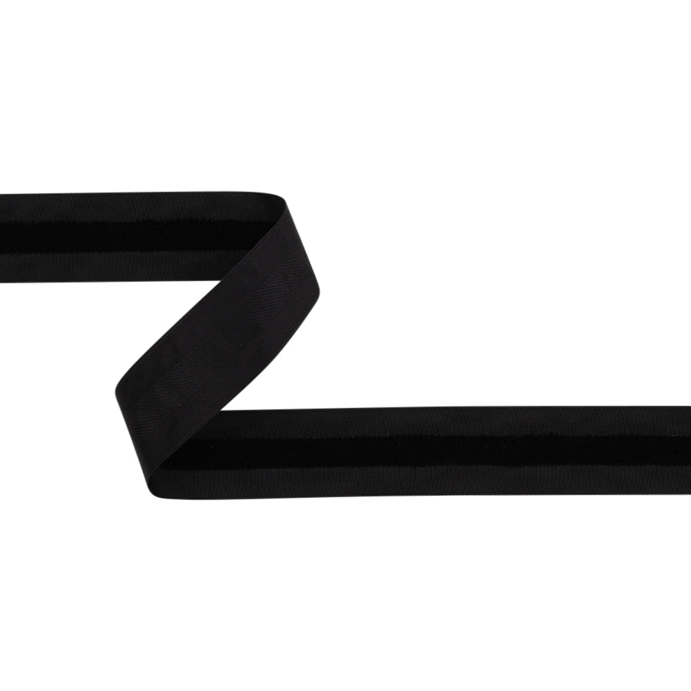 Velvet Stripe Woven Ribbon Trim Made in Italy - 0.75" - Black Velvet Stripe Woven Ribbon Trim Made in Italy - 0.75" - Black