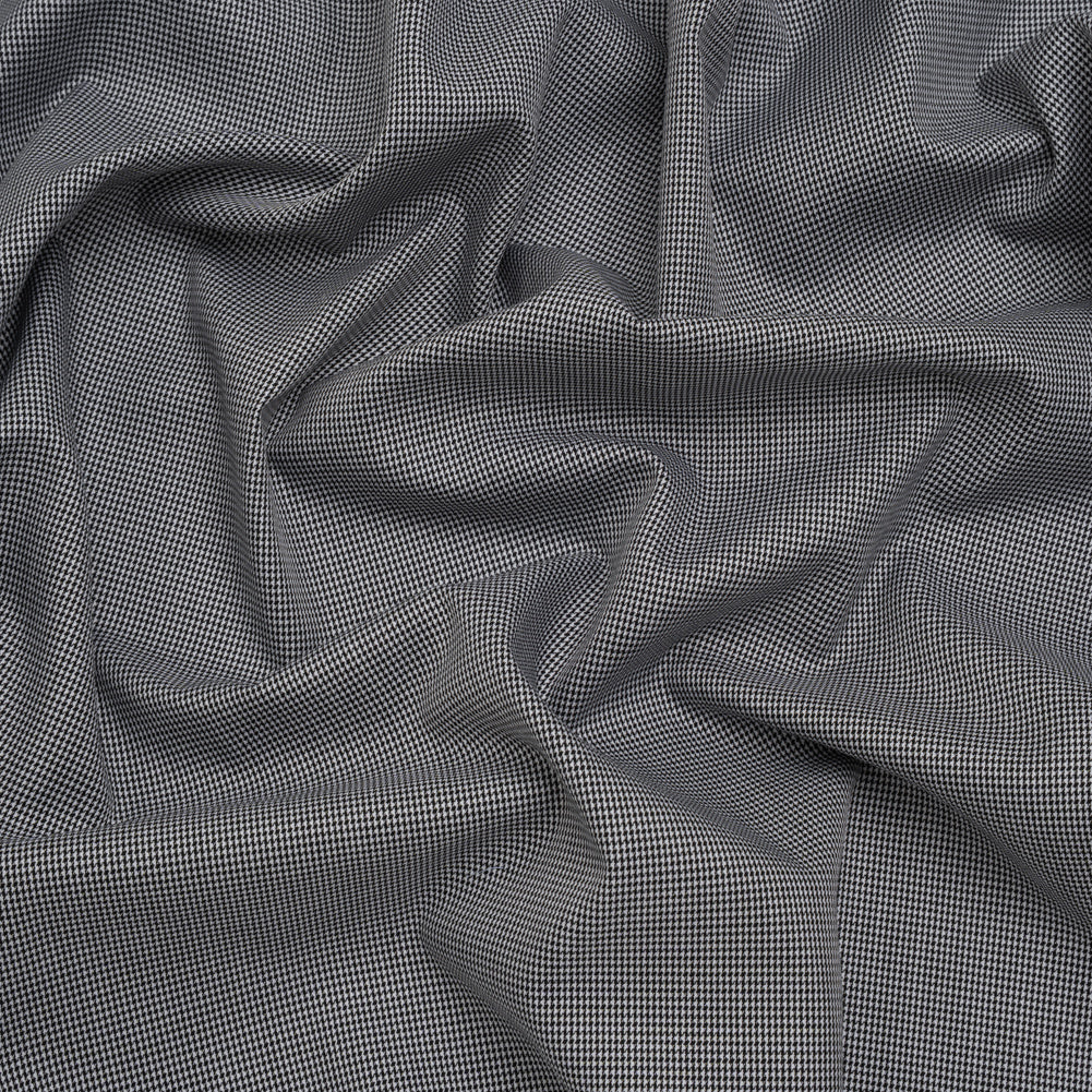 Cotton Twill Shirting - Black and White Tiny Houndstooth - Deadstock Cotton Twill Shirting - Black and White Tiny Houndstooth - Deadstock